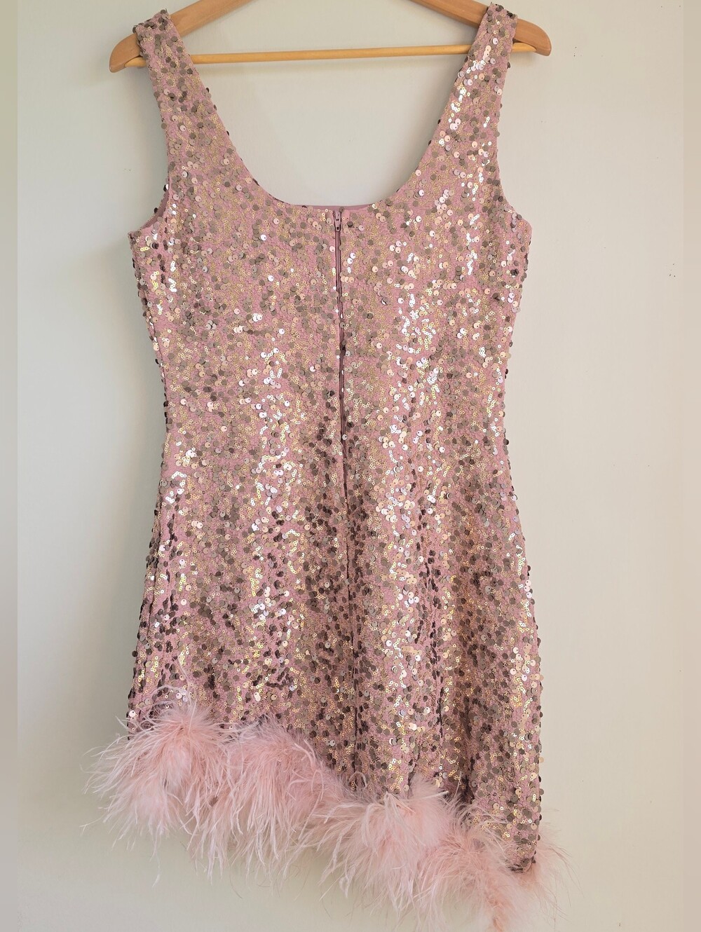 Windsor Scarlett Sequin Marabou Party Dress Size L Hoco Homecoming - Picture 4 of 5